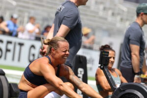 Invictus Masters Athlete, Nicole Abbot, rowing at the 2023 CrossFit Games.