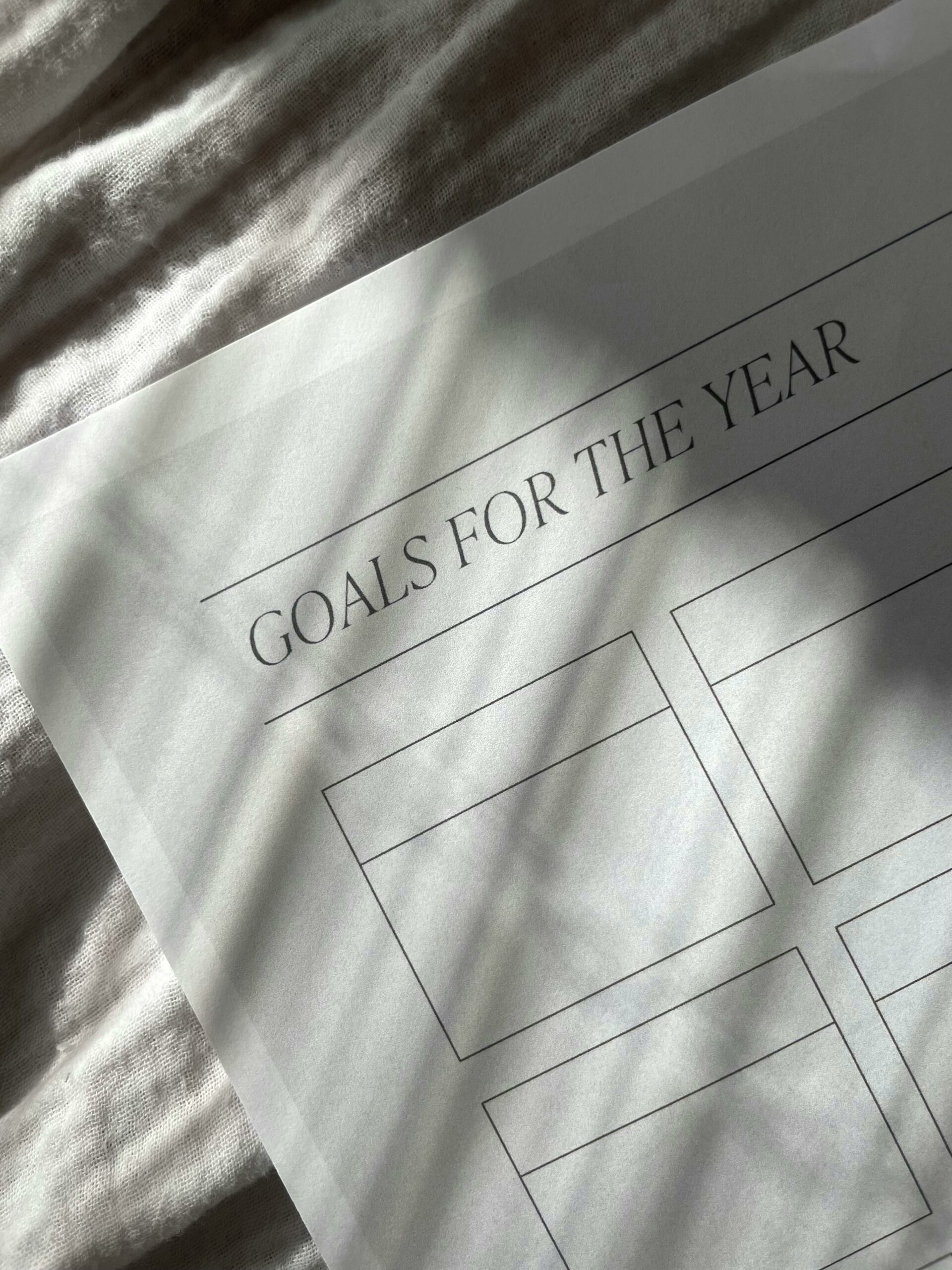 Yearly goal setting sheet